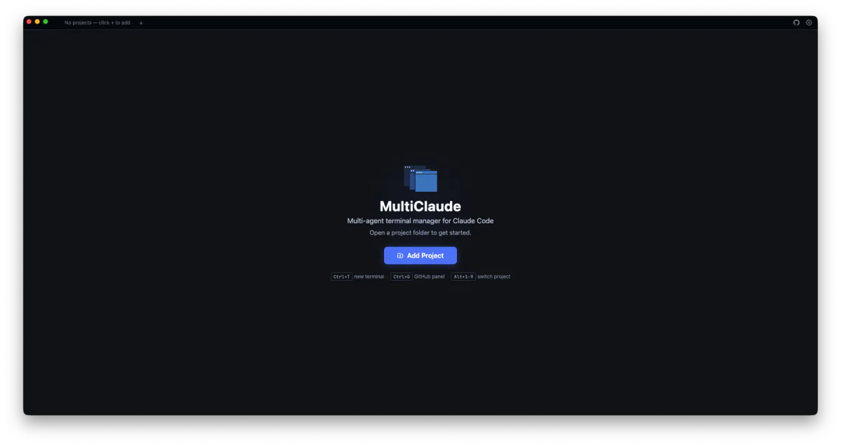 Giao diện trình quản lý terminal MultiClaude